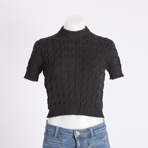 Krizia Maglia Black Cable Knit Wool Sweater Size US 4